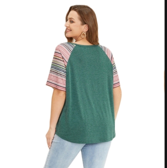 BloomChic Super Soft Essentials Striped Contrast Raglan Sleeve T-shirt 14-16 - Picture 2 of 13